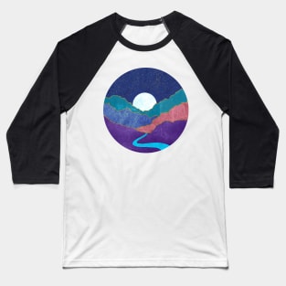 Abstract Moonlit Mountain Landscape Baseball T-Shirt